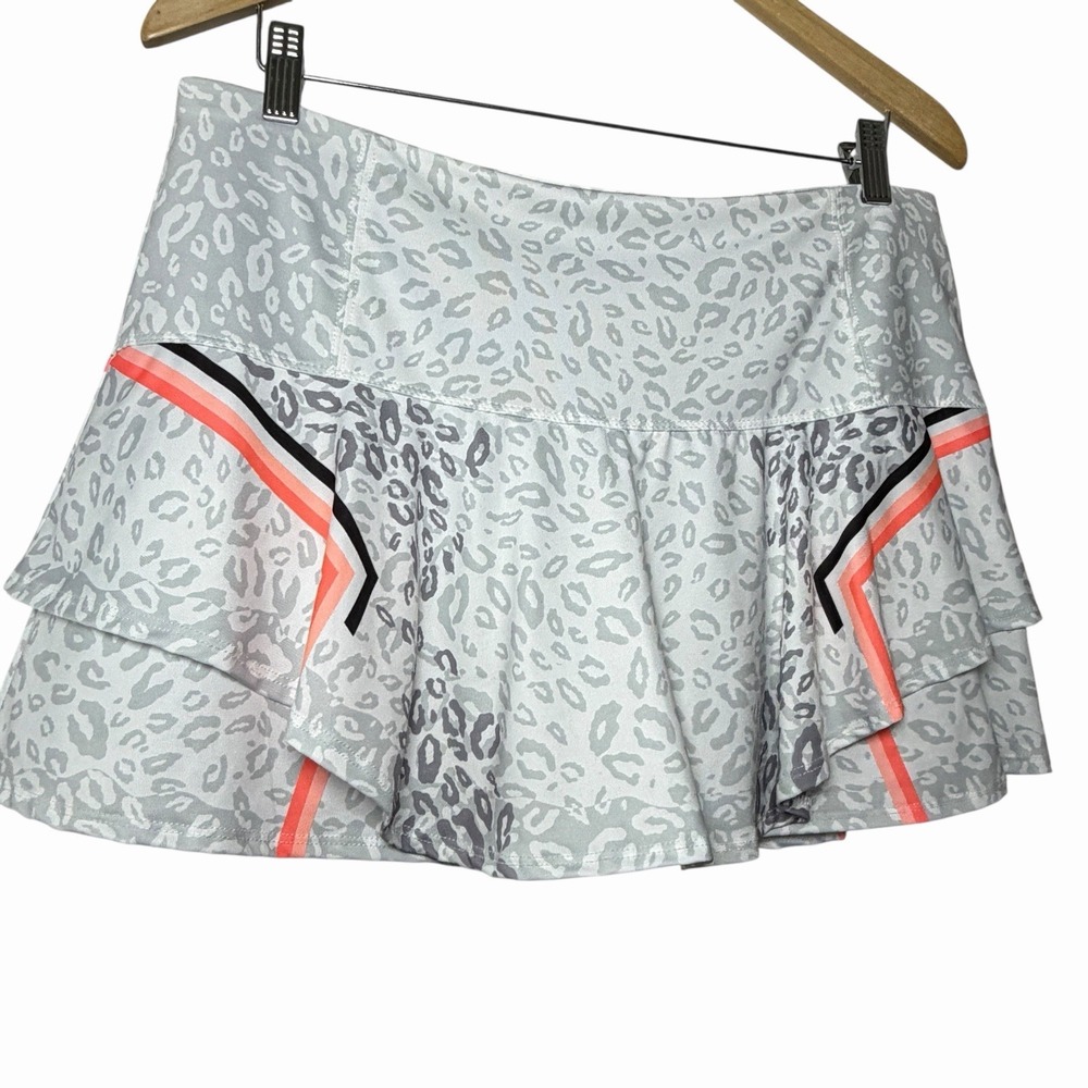 Lucky in Love Womens XL 14 Leopard Tennis Skort Tiered Golf Athletic Skirt - Picture 5 of 10